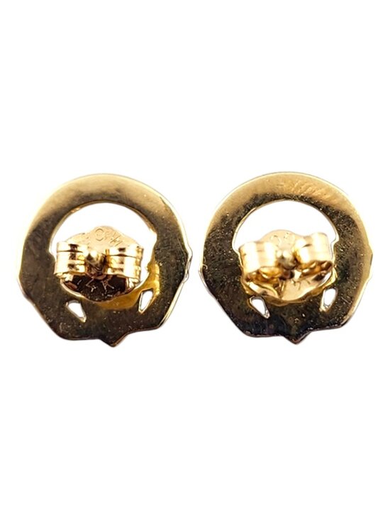 14 Karat Yellow and White Gold Claddagh Earrings #19193